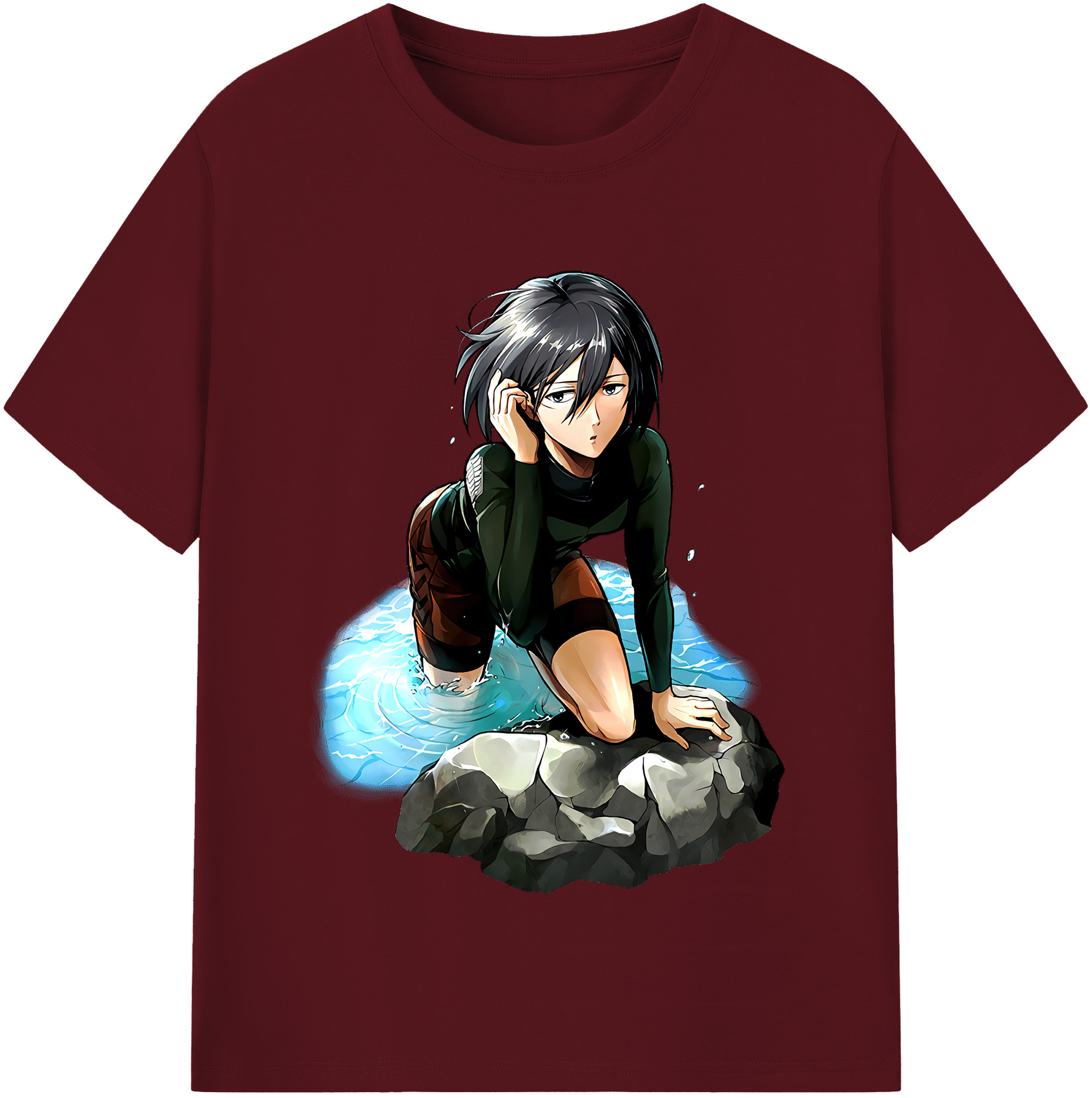 （画像用） 進撃の巨人 ミカサ·アッカーマン Attack on Titan Mikasa Ackerman 綿100％半袖Tシャツ（フロントプリント）